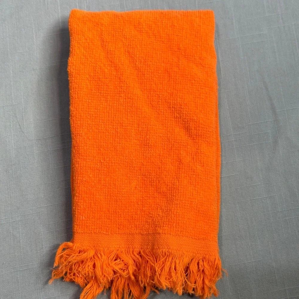 Orange Halloween Hand Towel Embroidered Dancing Skeleton Purple Top Hat Fringe
